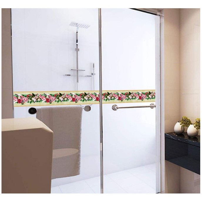 Cuộn 10m len dán viền tường keo sẵn chùm hoa keo sẵn (cao 10cm)