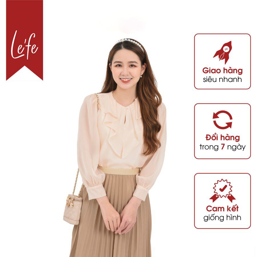 Áo Sơ Mi Nữ Công Sở Thiết Kế Tay Bồng Cổ Cách Điệu Lefe AK11