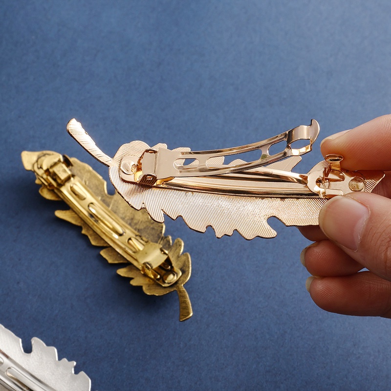 Kẹp Tóc Hình Lông Vũ Bằng Kim Loại Phong Cách Vintage Thanh Lịch Cho Nữ