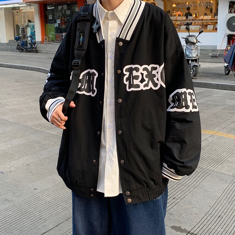 Áo khoác bóng chày tay dài dáng rộng phong cách hip hop thời trang xuân thu dành cho nam