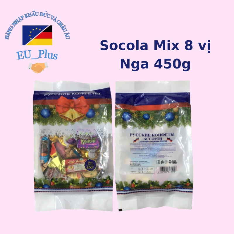 Kẹo Socola Nga Tổng Hợp Mix 8 Vị Gói 450G - Mẫu mới - búp bê