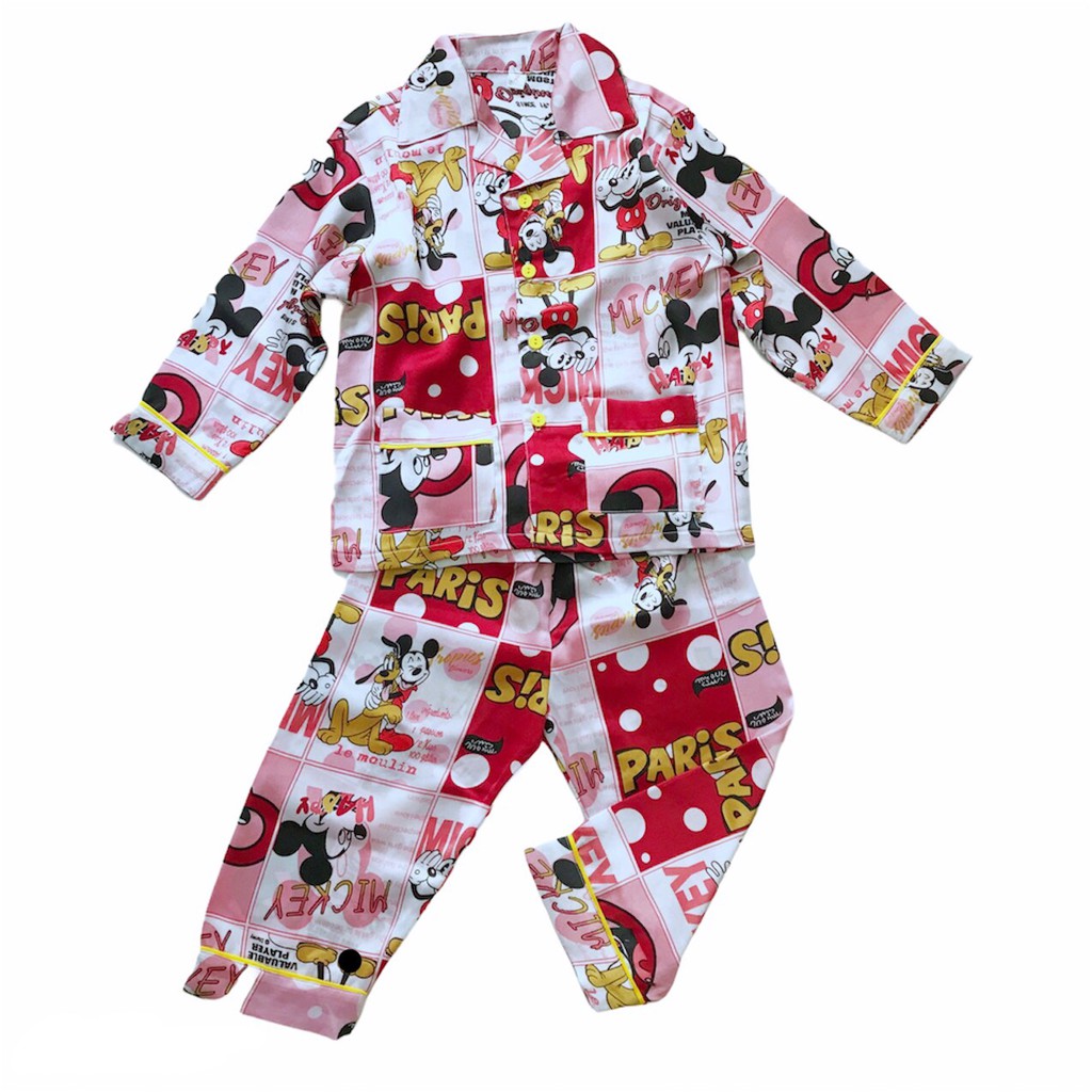 Bộ ngủ Pijama dài cho bé vải Satin Lụa mềm đẹp thoáng mát size bé 1-5 tuổi 10-20kg nhiều mẫu