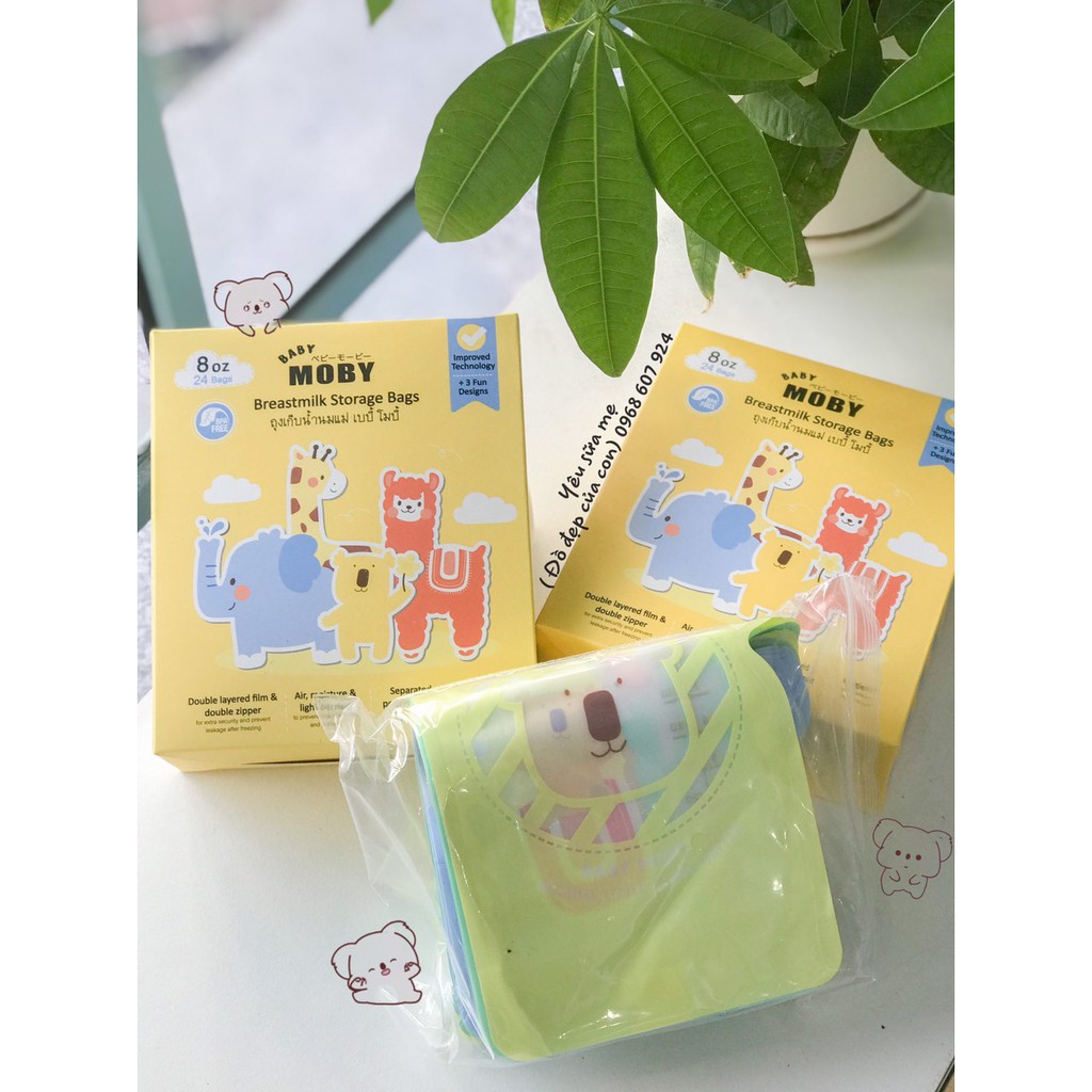 Túi trữ sữa MOBY loại 30 túi và 24 túi nhiều kích thước hàng Thái Lan