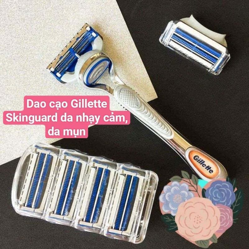 Dao cạo râu Gillette 1+6 Skinguard Nhật Bản thiết kế đặc biệt dành cho da nhạy cảm, da mụn