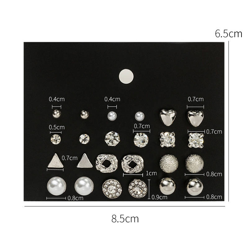 Set 12 cặp khuyên tai đính đá zircon và ngọc trai kiểu dáng thời trang dành cho nữ