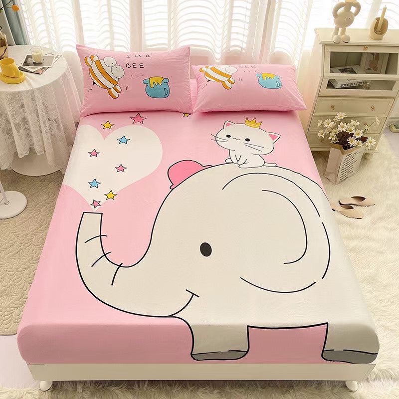 Bộ Ga Gối 3 Món Cotton 100% - Voi Hồng