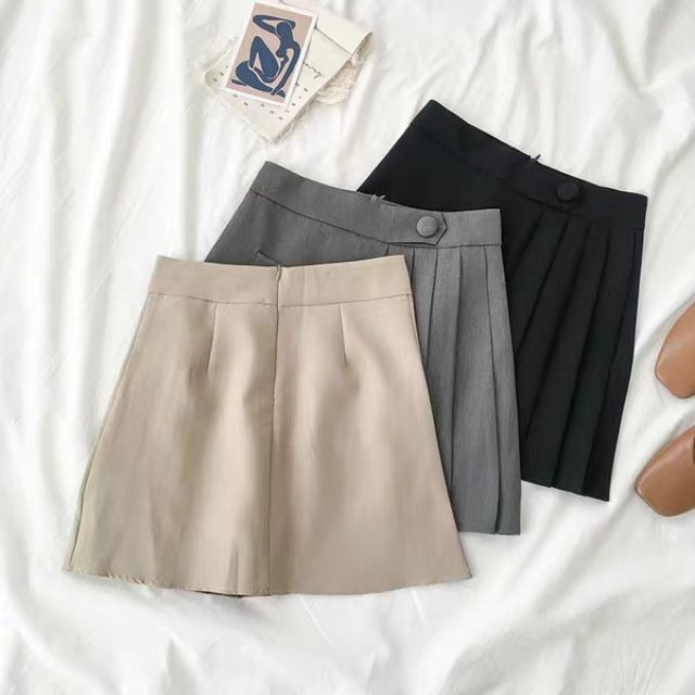 Chân váy xếp ly túi trước  C019