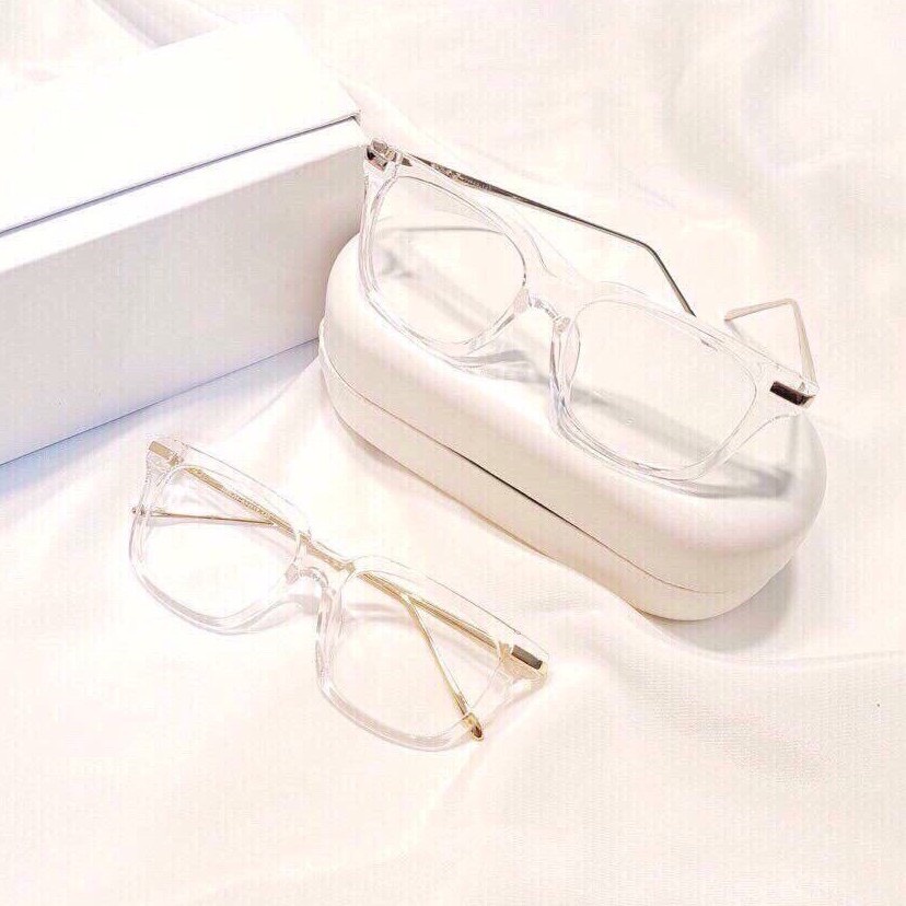 Kính Form vuông Nam Nữ k25 tròng trắng nhỏ xinh Chất liệu nhựa hàn quốc