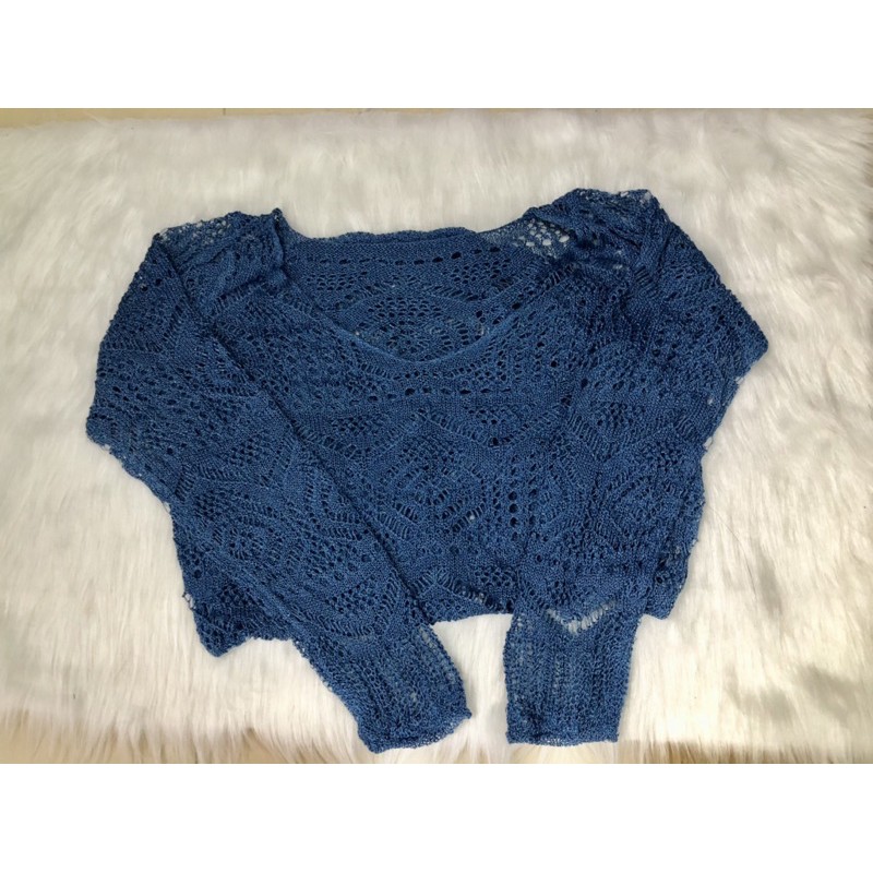 Áo Lưới Mặc Ngoài Bikini Sexy Xanh Trắng