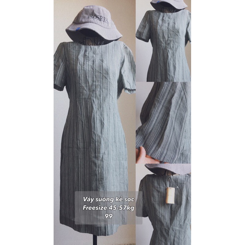 Váy Caro Nữ, Váy Caro Dáng Suông, Váy Caro Cổ vuông, Váy caro freesize, Đầm caro cổ vuông dáng suông freesize