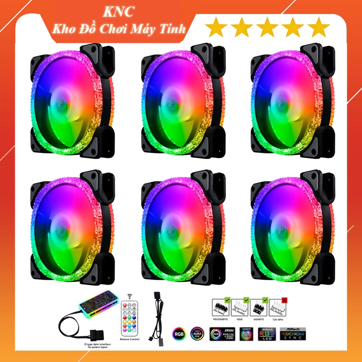 Quạt Tản Nhiệt Diamond U1 Black 12cm Fan Led RGB Bộ 6 Quạt Đồng Bộ Hub Coolmoon, Hub Sync Mainboard