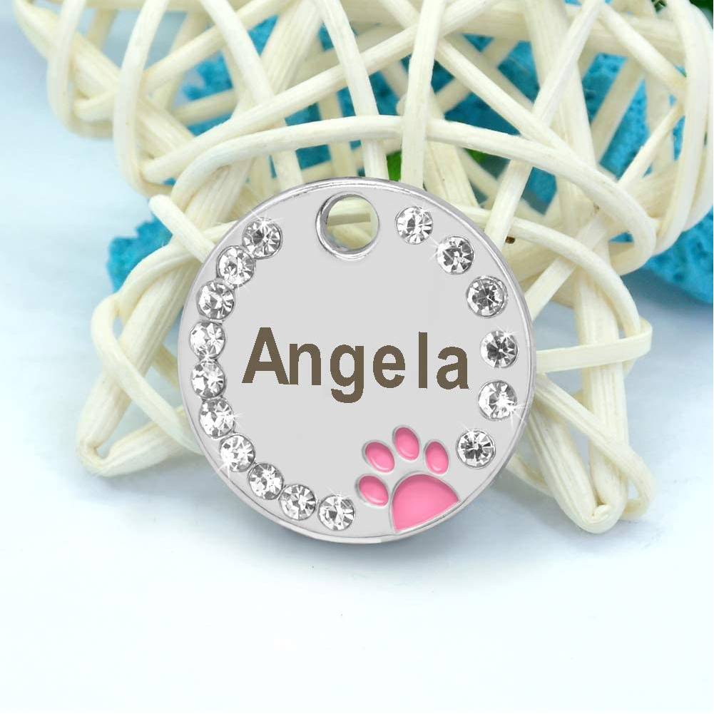 Mặt Dây Chuyền Kim Cương Khắc Chữ Chống Thất Lạc Cho Thú Cưng