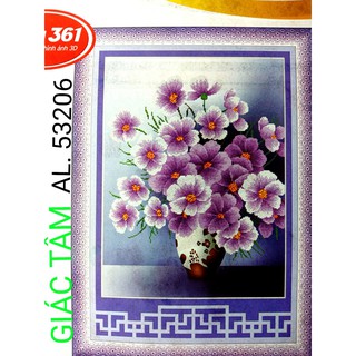 Tranh thêu BÌNH HOA POPPY TÍM - 45x60cm - AL.53206 AL53206 - BÔNG - tranh thêu chữ thập chưa thêu