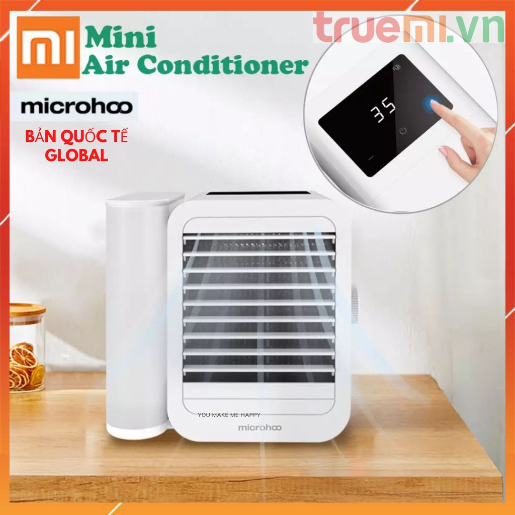 Bản Quốc Tế-Quạt điều hòa, hơi nước mini Microhoo MH01R chuyển đổi 3 chế độ sử dụng