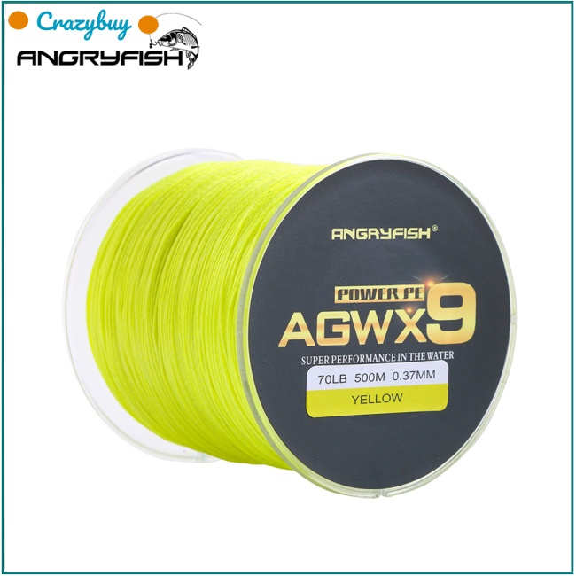 Cuộn dây câu cá bện 9 sợi màu vàng siêu chắc CR ANGRYFISH X9 500M/547YD 15LB-100LB