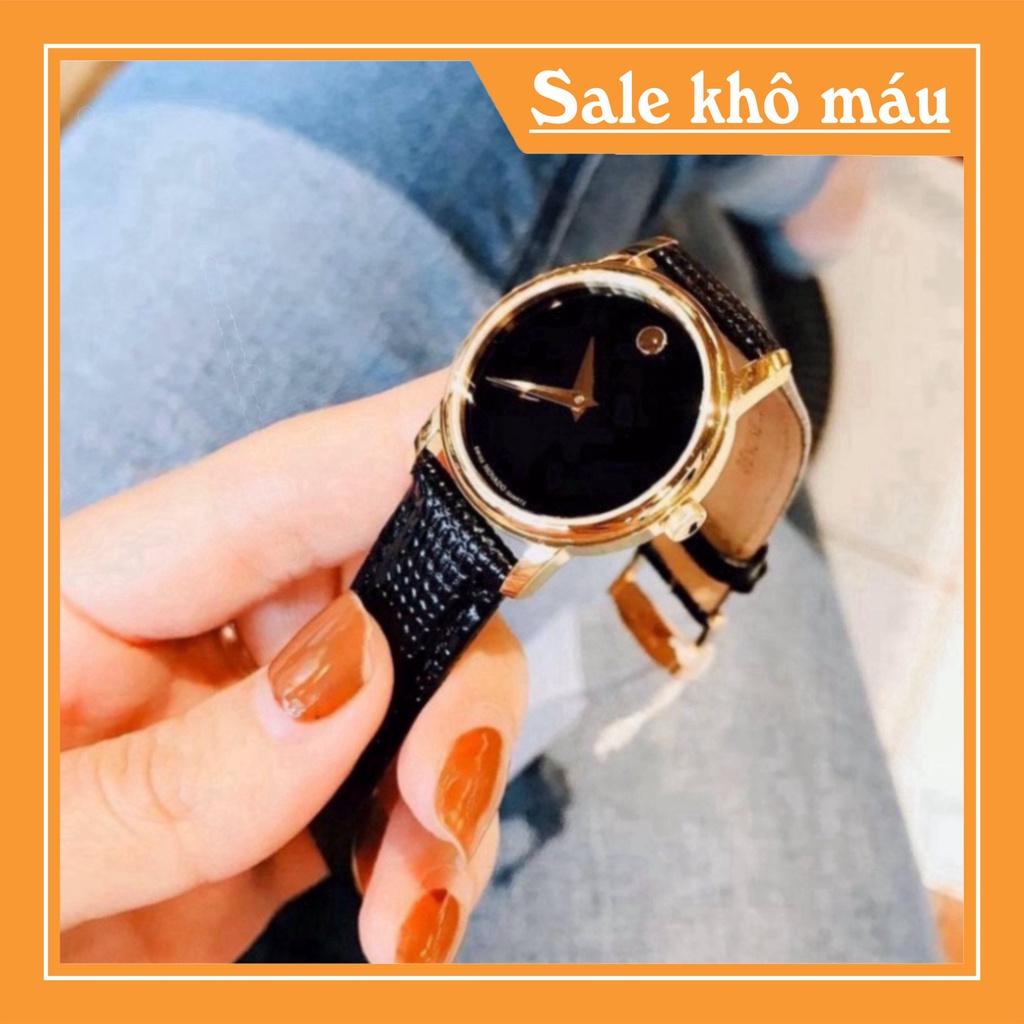 Đồng hồ nữ Movado da đen sang chảnh hợp trend thời trang giưới trẻ, chống nước , bảo hành 12 tháng