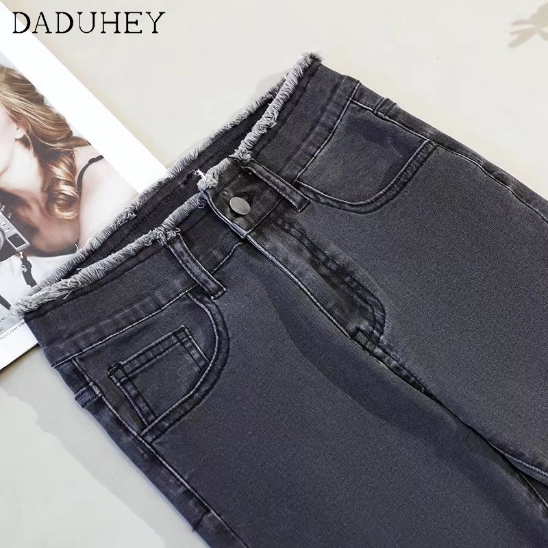 Daduhey Quần jean ôm dáng lưng cao thời trang cá tính cho nữ