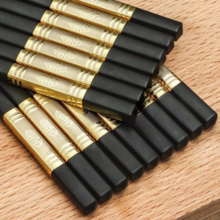 Bộ 10 đôi đũa mạ vàng xuất nhật chống mốc, chống trơn trượt