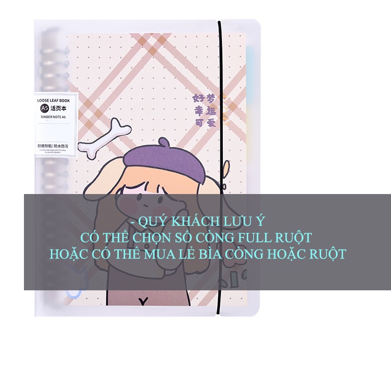 Sổ còng Binder A4 B5 A5 8 26 còng kèm ruột giấy refill làm planner bullet journal Biga