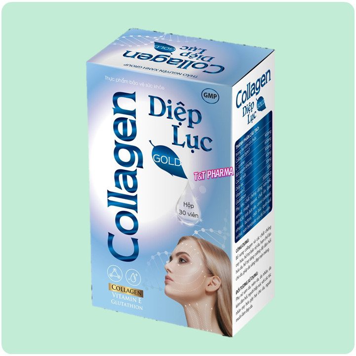 Viên Uống Trắng Da Toàn Thân D.i.ệ.p L.ụ.c C.o.lla.gen - Làm đẹp da, chống lão hóa, giảm thâm nám-Hộp 30 viên- xanh nhạt | Thế Giới Skin Care