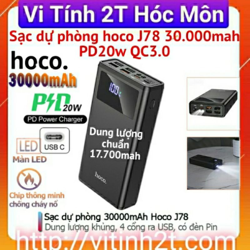 Pin dự phòng sạc nhanh Pd20w Hoco J78 30.000mah chuẩn 17.700mah