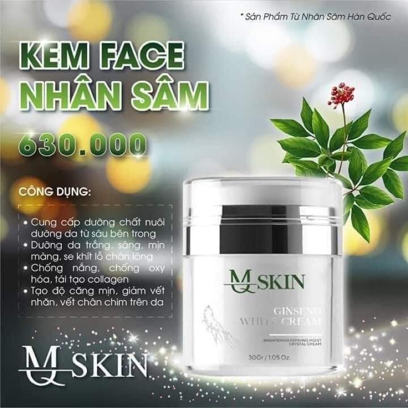 Kem Face Nhân Sâm Mqskin,Kem dưỡng trắng, phục hồi da sau tái tạo, ngăn ngừa mụn nám
