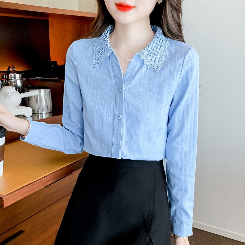 áo croptop áo sơ mi áo sơ mi tay ngắn áo kiểu nữ Áo Sơ Mi Cotton Nguyên Chất Phong Cách Phương Tây Thời Trang Mùa Thu 2022 Cho Nữ