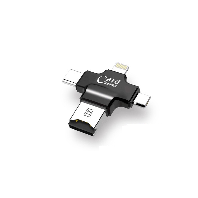 Đầu đọc thẻ nhớ đa năng 4 trong 1 loại C/Lightning/Micro USB/USB 2.0