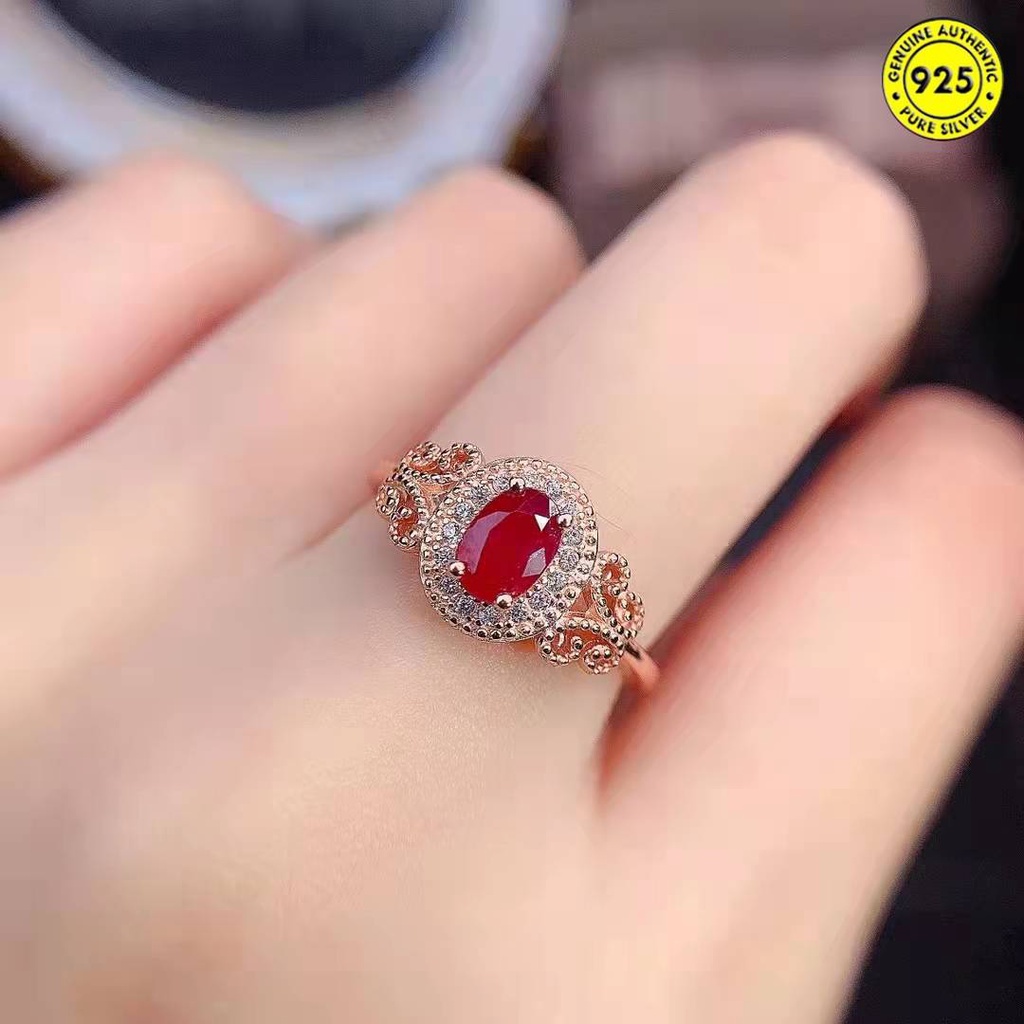 Nhẫn Hở Hình Chim Bồ Câu Đính Đá Ruby Màu Hồng Vàng Nhạt Sang Trọng Đơn Giản