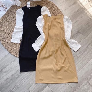 Váy pha tay trắng đen be dành cho nữ