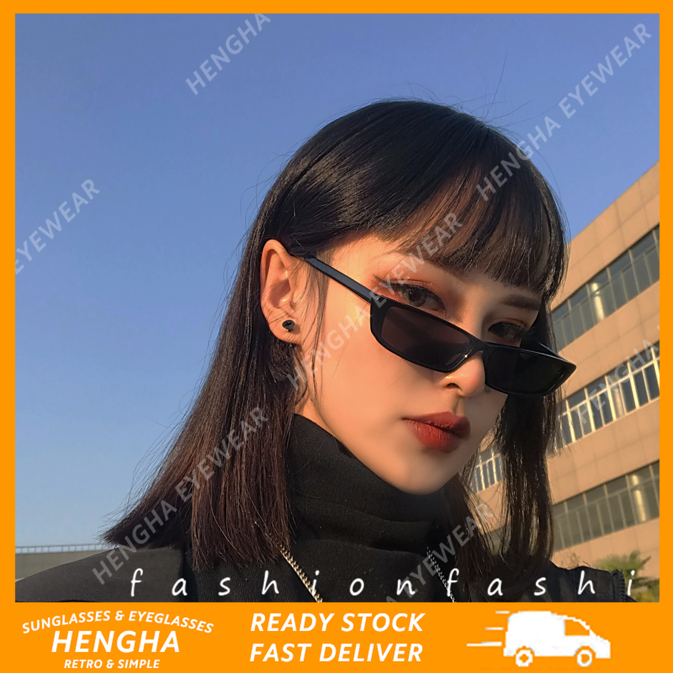 Kính mát HENGHA gọng chữ nhật phong cách cổ điển Hàn Quốc