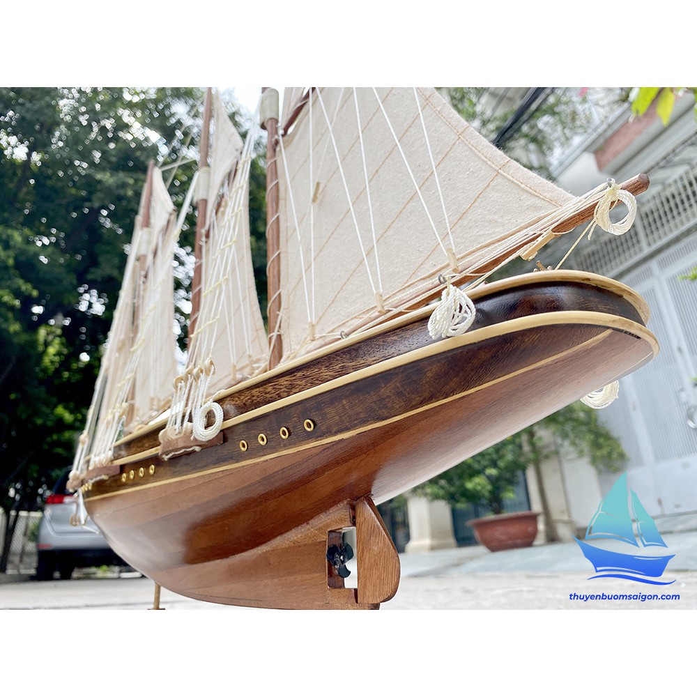 Du thuyền gỗ Atlantic dài 70cm gỗ tự nhiên, mô hình thuyền buồm trang trí, quà tặng khách hàng đối tác