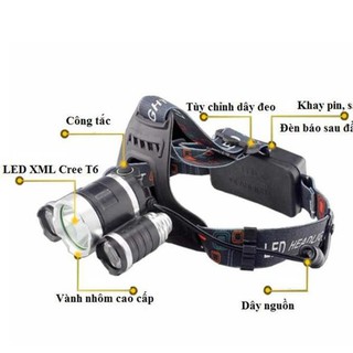 ĐÈN PIN ĐỘI ĐẦU 3 BÓNG LED Siêu Sáng