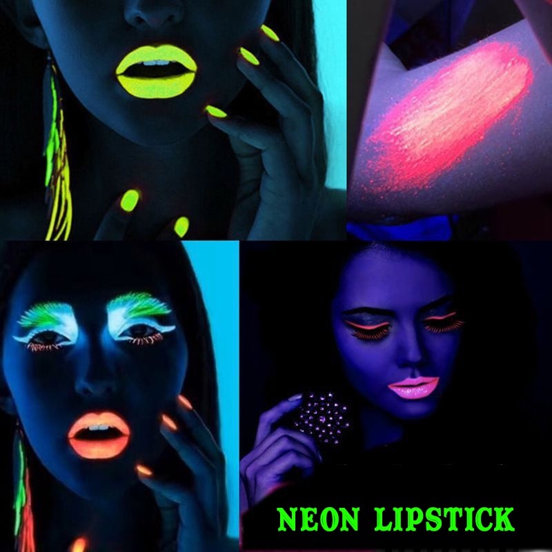 Son môi dạ quang Neon hóa trang halloween biểu diễn phát sáng trong đêm