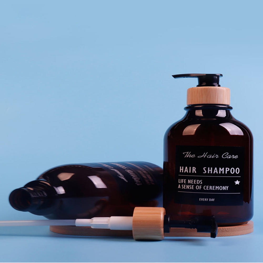 Bình Đựng Xà Phòng Dạng Bơm Bằng Gỗ Tre Có Nhãn Dán Tiện Dụng Ốp