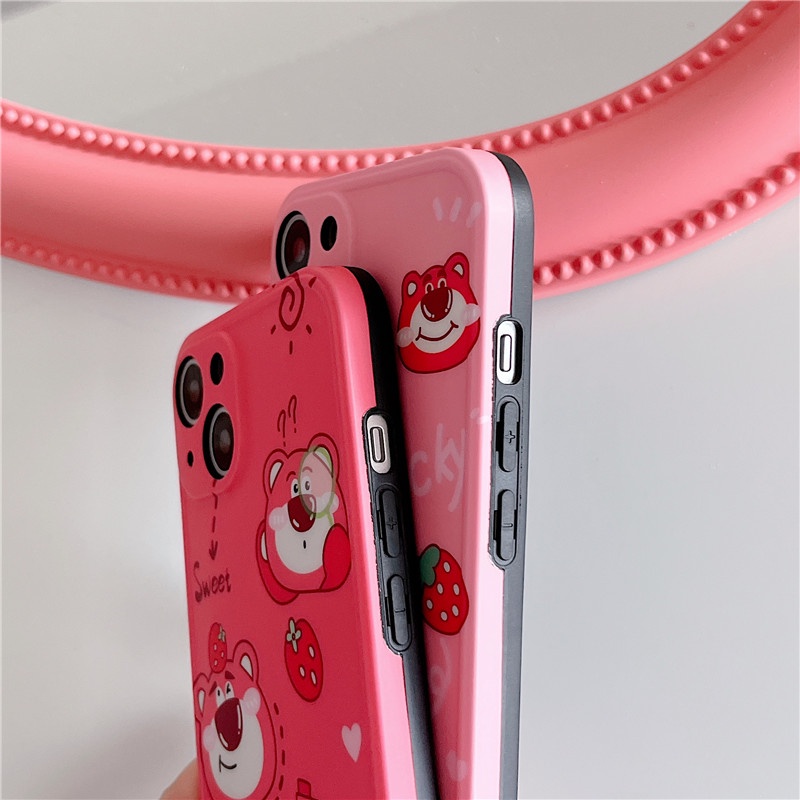 Ốp Điện Thoại IMD Mềm Họa Tiết Gấu Dâu Hoạt Hình Dễ Thương Cho IPhone14 Plus Pro Max 13 12 11 MAX X/XS XR XSMAX 7P/8P