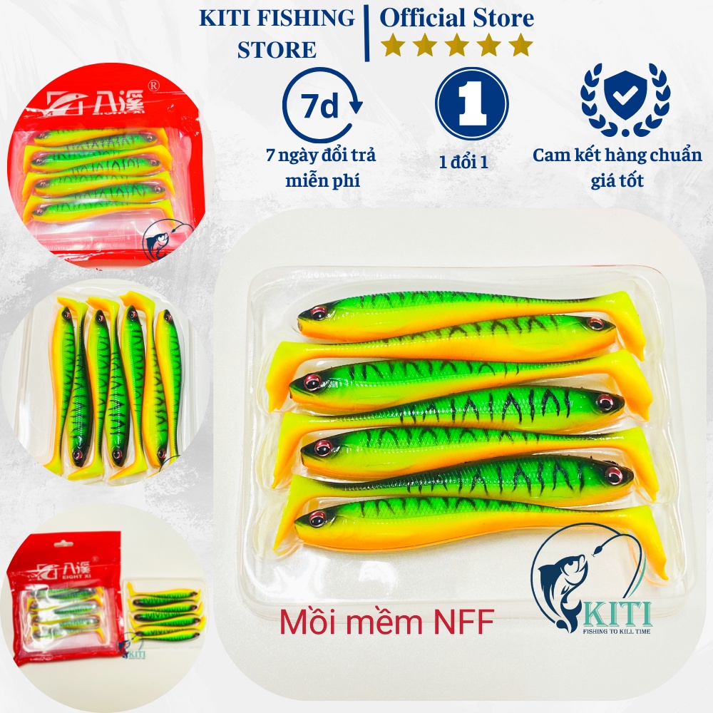 Mồi mềm NFF túi đỏ câu lure siêu nhạy dài 9cm nặng 5g, mồi cá giả NFF câu cá lóc cá chẽm cá chuối sộp