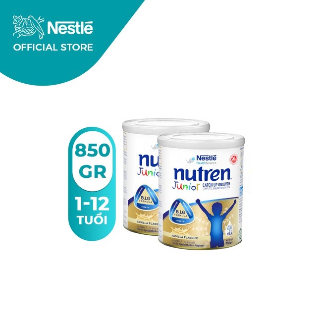 [Tặng 1 gối mền chim cánh cụt] Combo 2 Lon Sữa Nutren Junior 850gr/lon