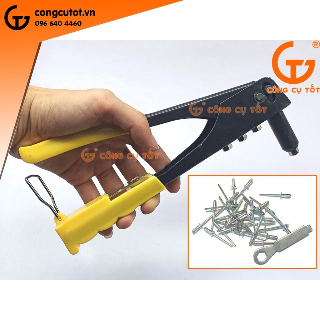 Kìm bấm rive 4 lỗ 3.2-4mm mỏ dài cán dài 245mm