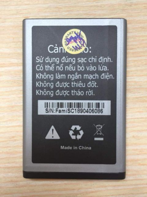 Pin điện thoại Masstel Fami S Chính hãng -1400 mAh-Bảo hành 12 tháng