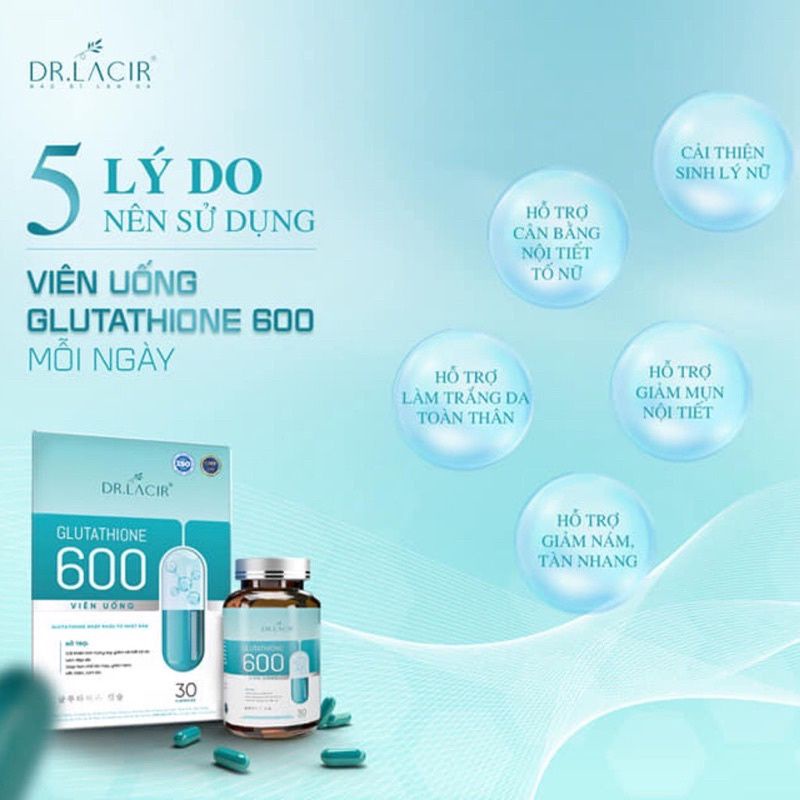 Viên uống Glutathione 600 viên uống nám trắng da Glutathione 600 hàng chính hãng