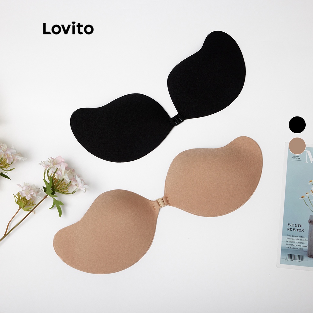 Lovito phụ kiện áo ngực silicon thoáng khí chống trượt màu đen / đỏ L12055