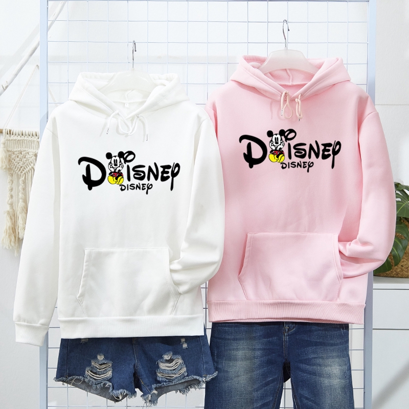 Áo Khoác Hoodie Tay Dài Dáng Rộng In Hình Chuột Mickey Thời Trang Cho Cặp Đôi