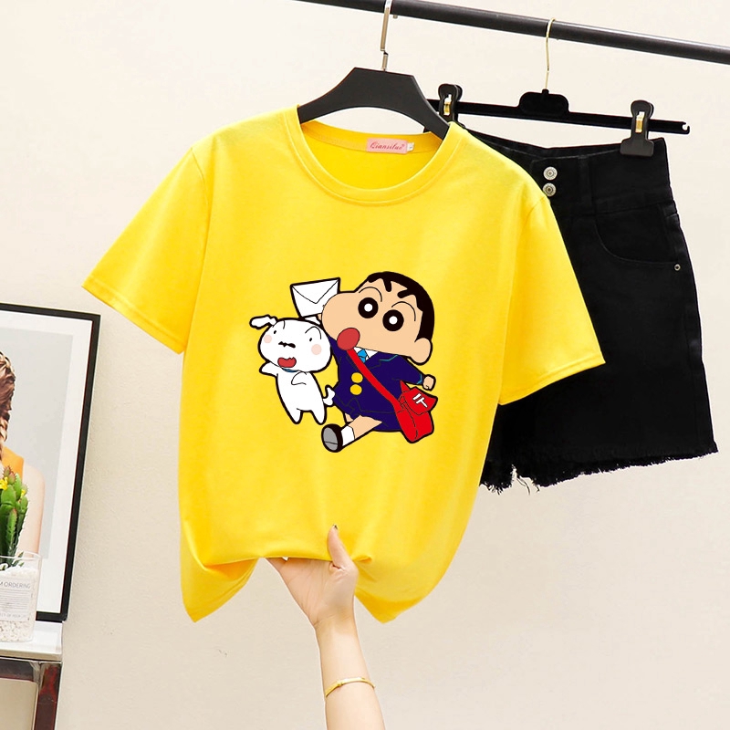 Áo Thun Tay Ngắn In Hình Shin Cậu Bé Bút Chì Thời Trang Dễ Thương