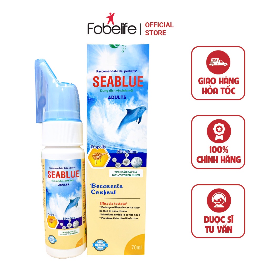 Dung Dịch Xịt Mũi Người Lớn Nano Bạc &amp; Keo Ong SeaBlue Fobe- chai 70ml