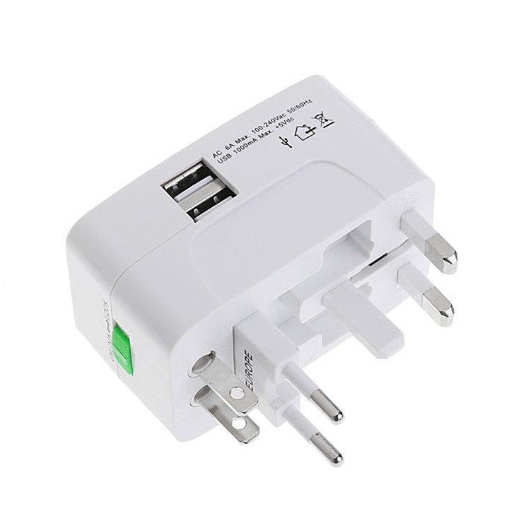 Ổ cắm điện quốc tế du lịch đa năng 2 cổng USB Travel AC Adapter