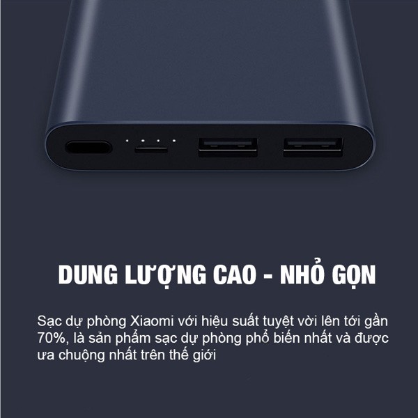 Sạc dự phòng Xiaomi Gen2s chính hãng - 2 cổng USB 10000 Mah