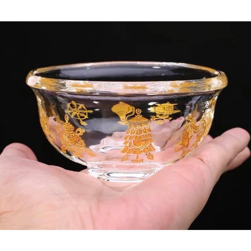 Chén pha lê Bát Kiết Tường cúng nước và 8 món cúng dường