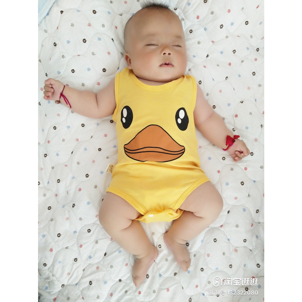 Bộ Áo Liền Quần Tam Giác Sát Nách Vải Cotton In Hoạt Hình Dễ Thương Cho Bé Từ 0-18 Tháng Tuổi