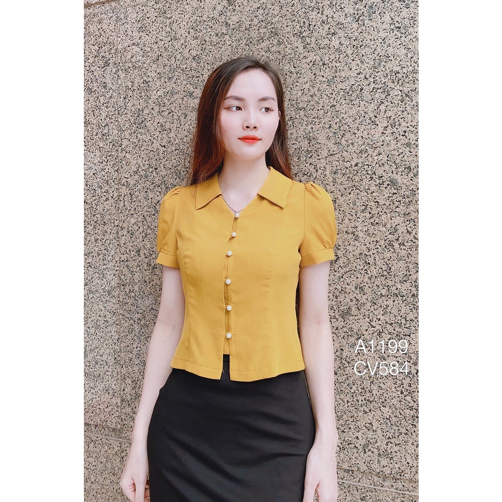 Áo croptop cúc ngọc - Hồng/Vàng/Trắng A1199